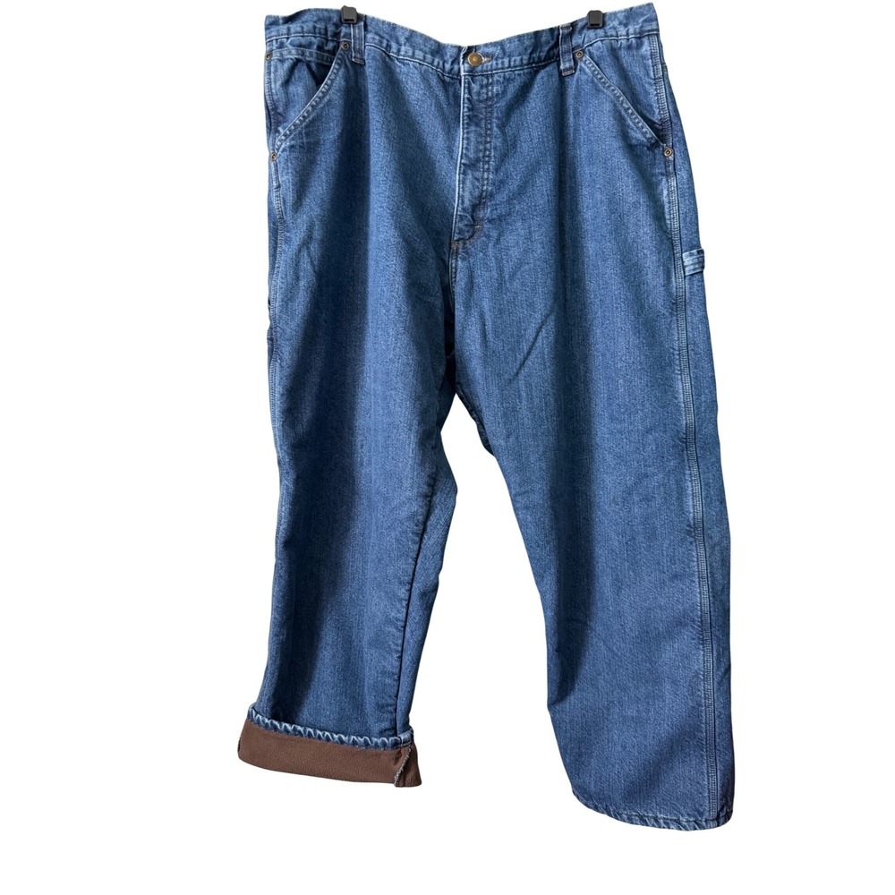 Wrangler Fleece Lined Carpenter Jeans Mens Blue Relaxed Fit Workwear 40x30